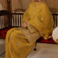 Party Wear Set Featuring Heavy French Crepe Top and Embroidered Plazzo with Fancy Dupatta
