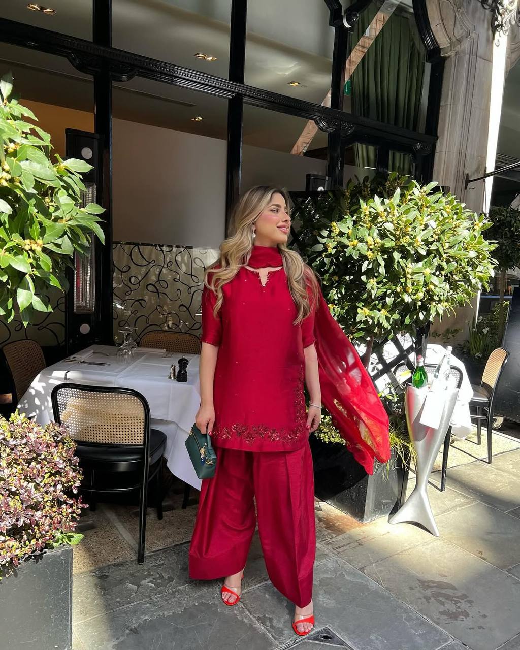 Fancy Party Wear Farshi Set with Heavy Bids Hand Work and Canvas Finishing