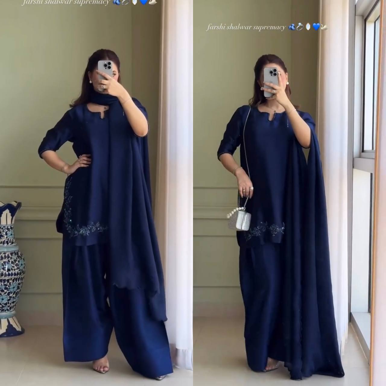 Fancy Party Wear Farshi Set with Heavy Bids Hand Work and Canvas Finishing