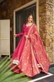 Stylish Pure Cosmos Gown with Embellished Sleeves and Comfortable Plazzo