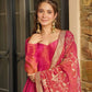 Stylish Pure Cosmos Gown with Embellished Sleeves and Comfortable Plazzo