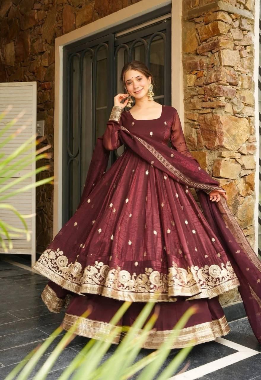 Graceful Gold Crazy Fabric Sharara Suit Set with Intricate Embroidery, Sequence Work, and Coordinated Dupatta - Jaipur Blossom