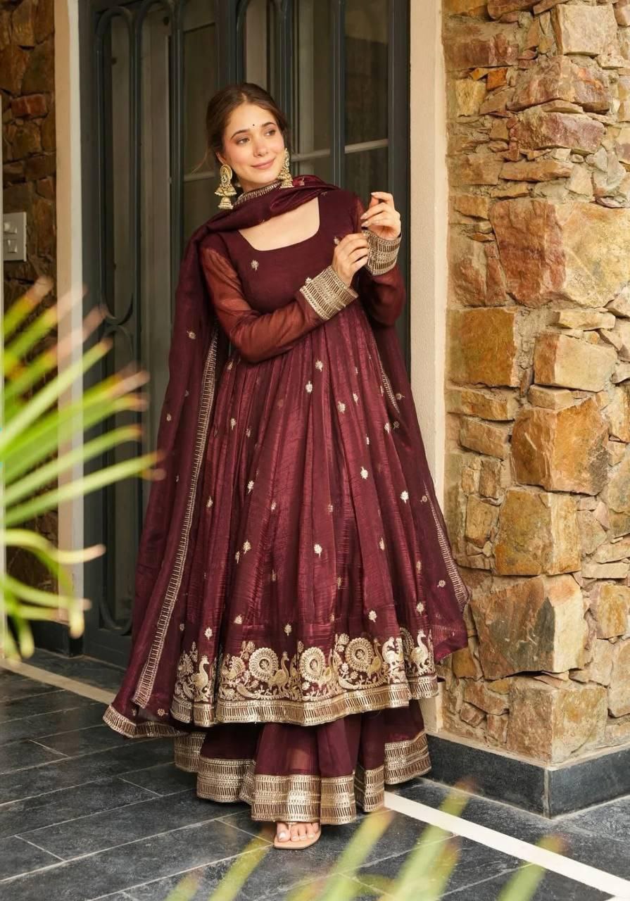 Graceful Gold Crazy Fabric Sharara Suit Set with Intricate Embroidery, Sequence Work, and Coordinated Dupatta - Jaipur Blossom