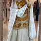 Gold-Toned Designer Lehenga Choli Set in Chinon Silk with Zari & Sequin Embroidery