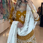 Gold-Toned Designer Lehenga Choli Set in Chinon Silk with Zari & Sequin Embroidery