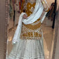 Gold-Toned Designer Lehenga Choli Set in Chinon Silk with Zari & Sequin Embroidery