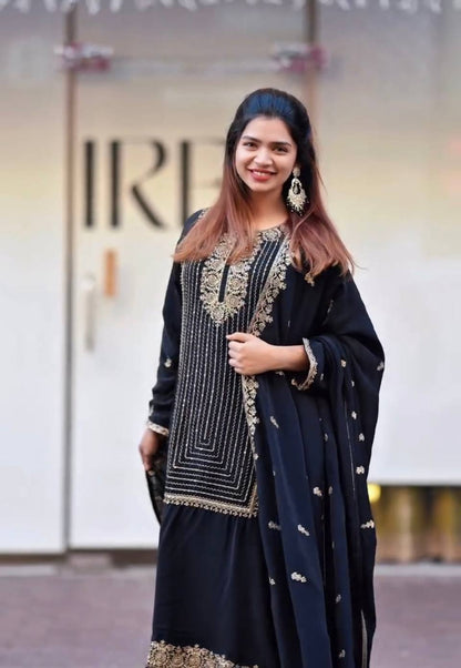 New Designer Party Wear Set with Heavy Fox Georgette Embroidered Top, Pant & Fancy Dupatta