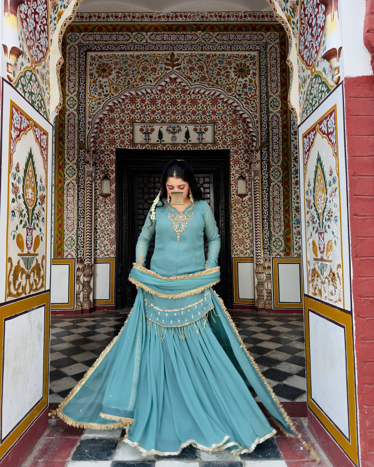 Premium Designer Blue Party Wear Set in Heavy Fox Georgette with Intricate Embroidery and Moti Work