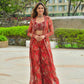 Elegant Heavy Faux Georgette Indo-Western Koti Palazzo & Blouse Set with Beautiful Floral Digital Print and Intricate 5mm Sequin Embroidery