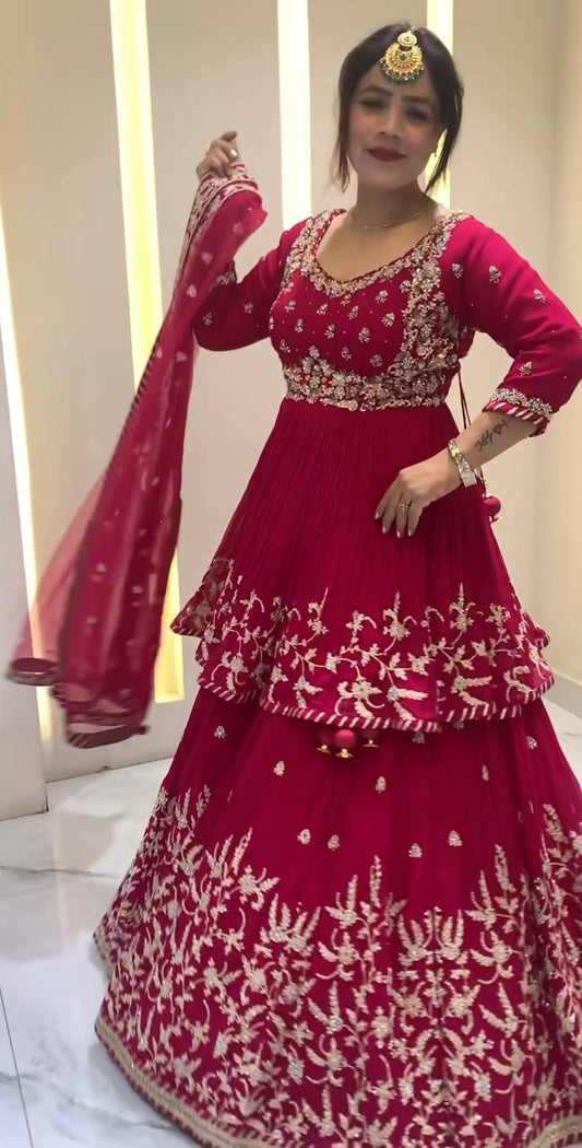 Lehenga Set in Heavy Faux Georgette with Embroidery Sequin Detailing