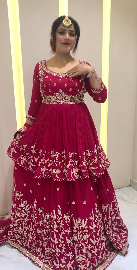 Lehenga Set in Heavy Faux Georgette with Embroidery Sequin Detailing