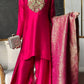 New Designer Satin Silk and Farshi Salwar Set with Embroidery and Jacquard Detailing