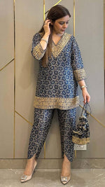 Luxury Digital Printed Co-Ord Dhoti Outfit with Fancy Embroidery and Sequence Design