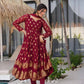 Premium Designer Heavy Faux Georgette Gown & Pant Set with Beautiful Embroidery Work and Graceful Full Sleeves