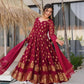 Premium Designer Heavy Faux Georgette Gown & Pant Set with Beautiful Embroidery Work and Graceful Full Sleeves