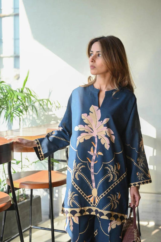 Designer Pure Slab Cotton Co-Ord Set Featuring Elegant Digital Print Work