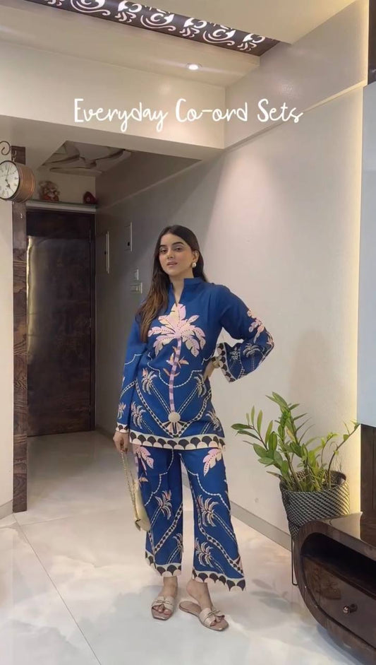 Designer Pure Slab Cotton Co-Ord Set Featuring Elegant Digital Print Work