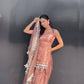 Designer Pink Frendy Silk Set with Stone Hand Embroidery and Real Mirror Lace Border