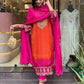 Elegant Party Wear Chinon Silk Top with Embroidered Palazzo and Dupatta