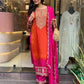 Elegant Party Wear Chinon Silk Top with Embroidered Palazzo and Dupatta