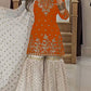 Elegant Party Wear Top in Heavy Faux Georgette with Micro Cotton Inner and Matching Plazzo