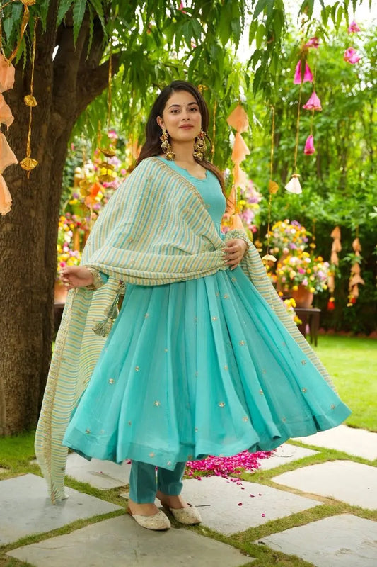 Bansi -SRK Designer Faux Georgette Gown with Dupatta SRK