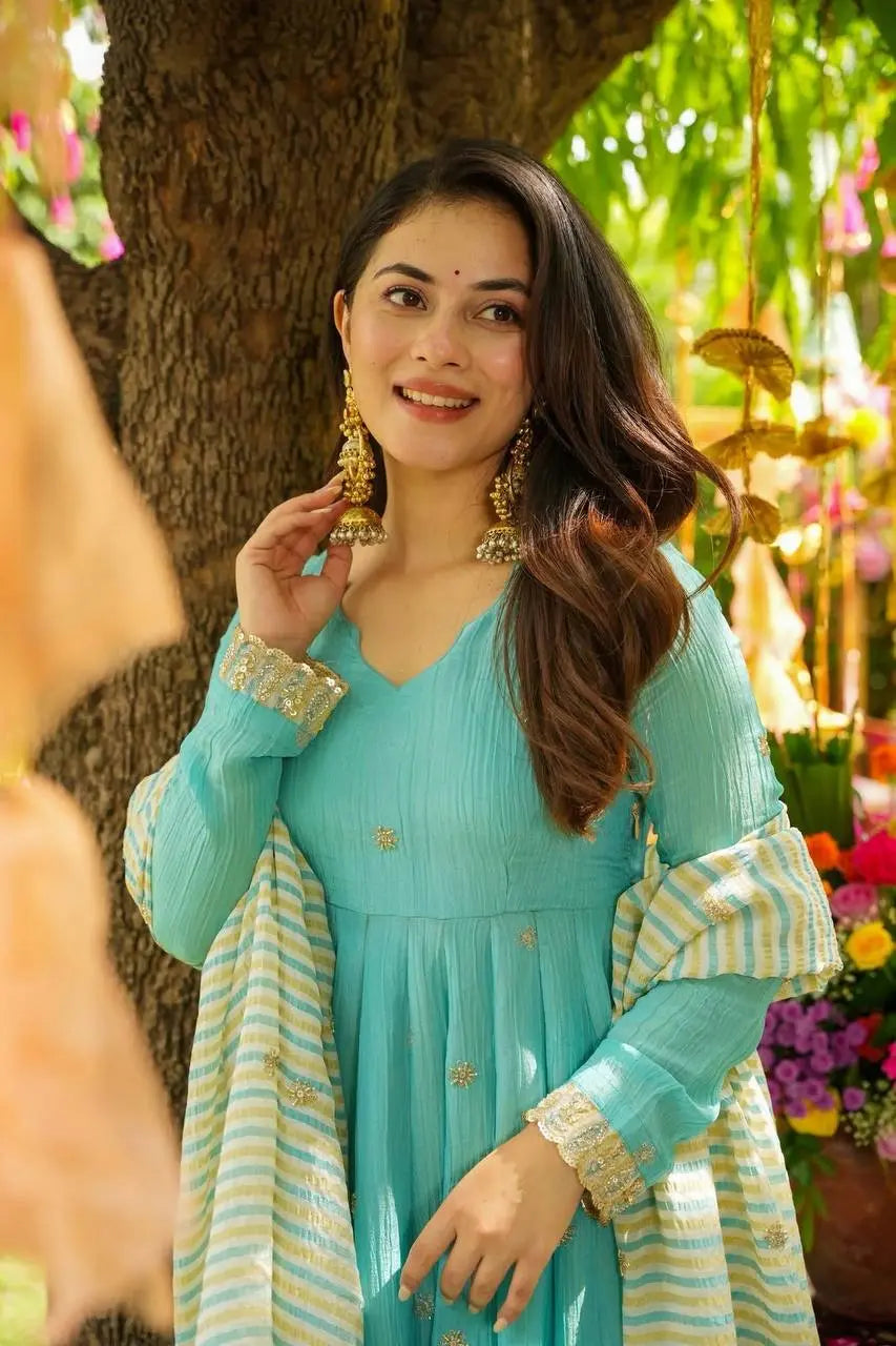 bansi -srk designer faux georgette gown with dupatta srk