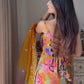Elegant Pure Chinon Silk Sharara Ensemble with Digital Print and Stone Hand Embroidery