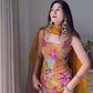 Elegant Pure Chinon Silk Sharara Ensemble with Digital Print and Stone Hand Embroidery