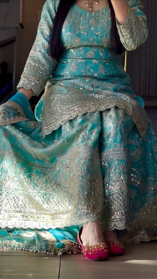 Amaya-MF Heavy Fandy Crushi Silk sharara plazzo set