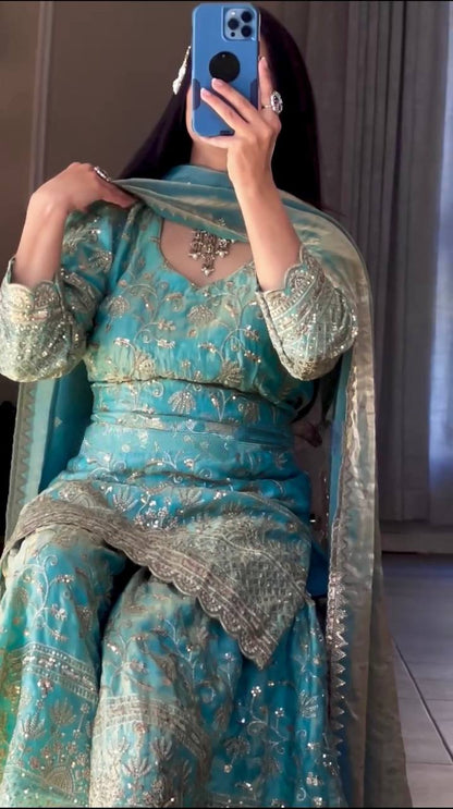 Amaya-MF Heavy Fandy Crushi Silk sharara plazzo set