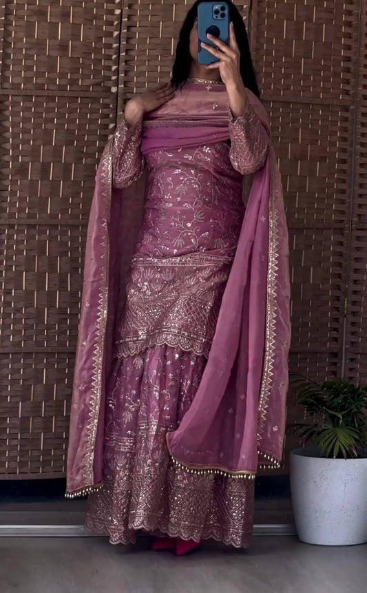 Amaya-MF Heavy Fandy Crushi Silk sharara plazzo set