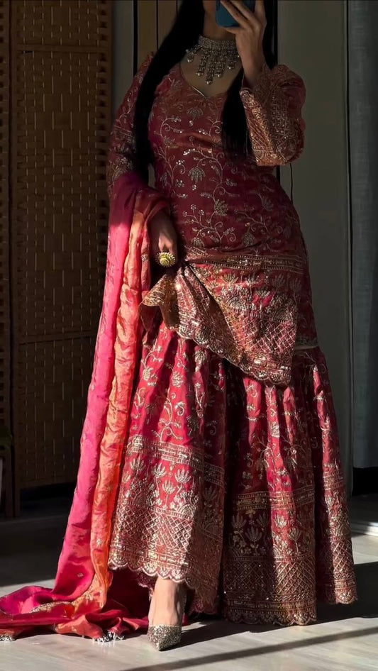 Amaya-MF Heavy Fandy Crushi Silk sharara plazzo set