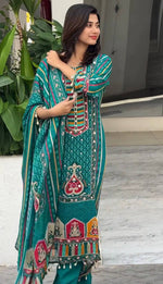 Exclusive Ready-to-Wear A-Line Kurta Set in Digital Print and Mirror Embellishment