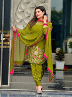 Graceful Party Wear Ensemble in Faux Georgette with Sequins & Embroidery Detailing
