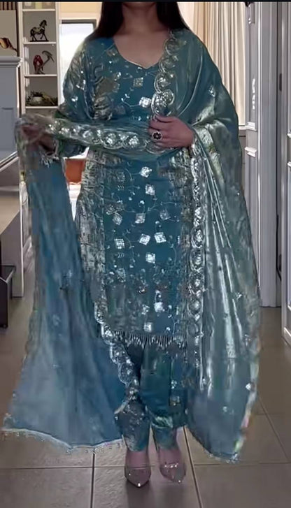 Kunjal-ND Heavy Fandy Crushi Silk Top & Dhoti salwar