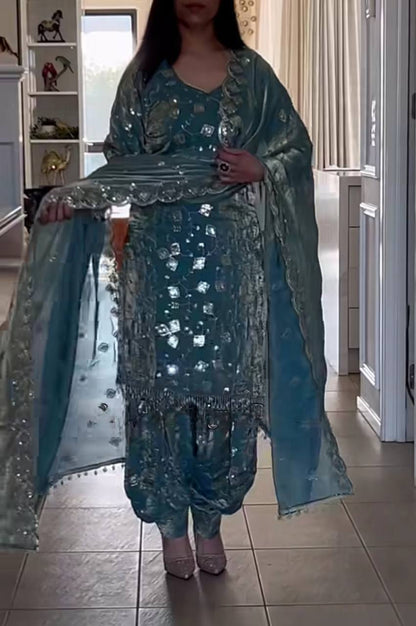 Kunjal-ND Heavy Fandy Crushi Silk Top & Dhoti salwar