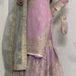 Embroidered Faux Georgette Top & Sharara Palazzo with 3mm Sequins and Mirror Work