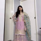 Embroidered Faux Georgette Top & Sharara Palazzo with 3mm Sequins and Mirror Work