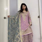 Embroidered Faux Georgette Top & Sharara Palazzo with 3mm Sequins and Mirror Work