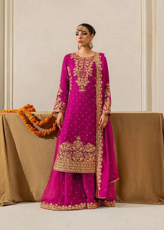 Fully Stitched Maroon Faux Georgette Kurta Plazo Dupatta Set with Intricate Coding and Rivet Moti Embellishments