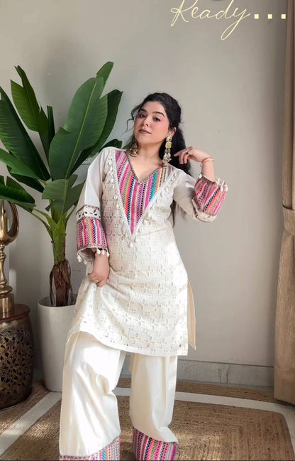 Hani-SR Pure Khadi Cottan Designer Co-ord Set