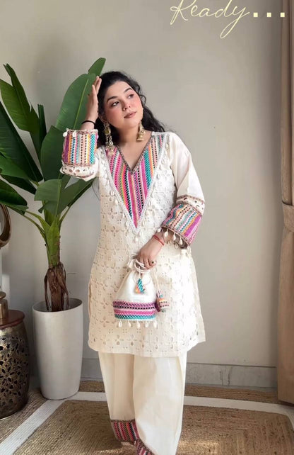 Hani-SR Pure Khadi Cottan Designer Co-ord Set