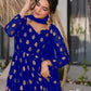 Premium Designer Heavy Faux Georgette Gown & Pant Set with Beautiful Embroidery Work and Graceful Full Sleeves