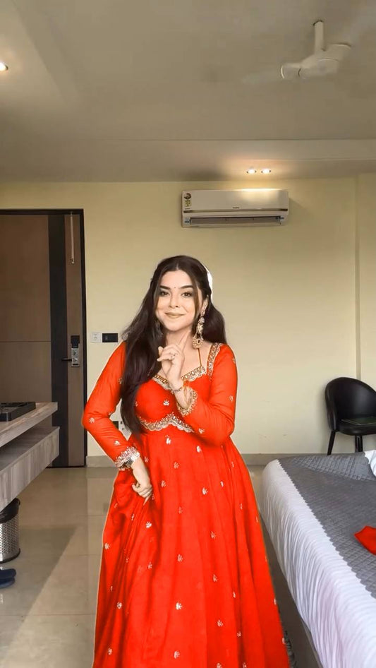 Aashna Shroff Designer Anarkali Set Crafted in Heavy Faux Georgette with Elegant Sequin Embroidery and Fancy Dupatta