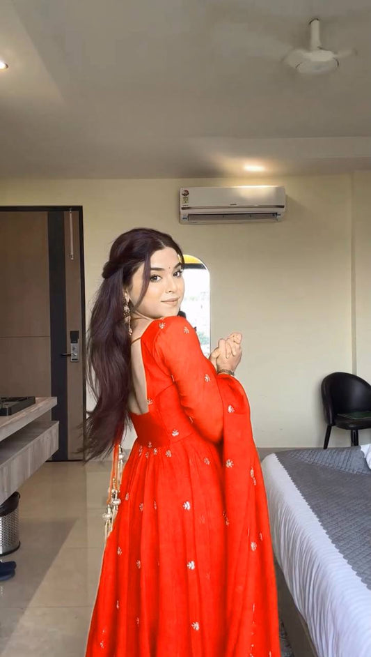 Aashna Shroff Designer Anarkali Set Crafted in Heavy Faux Georgette with Elegant Sequin Embroidery and Fancy Dupatta