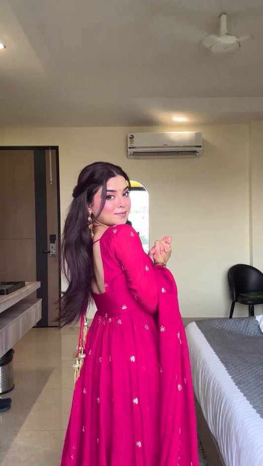 Aashna Shroff Designer Anarkali Set Crafted in Heavy Faux Georgette with Elegant Sequin Embroidery and Fancy Dupatta