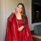 Embroidered Full Sleeve Gown Set with Coordinated Lehenga in Party Wear Style