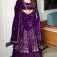 Embroidered Full Sleeve Gown Set with Coordinated Lehenga in Party Wear Style