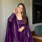Embroidered Full Sleeve Gown Set with Coordinated Lehenga in Party Wear Style